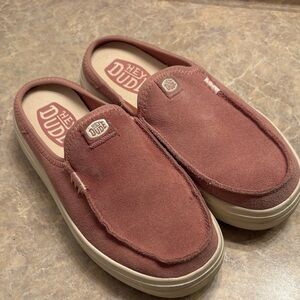 Womens, Austin lift mules. Blush pink suede, size 6